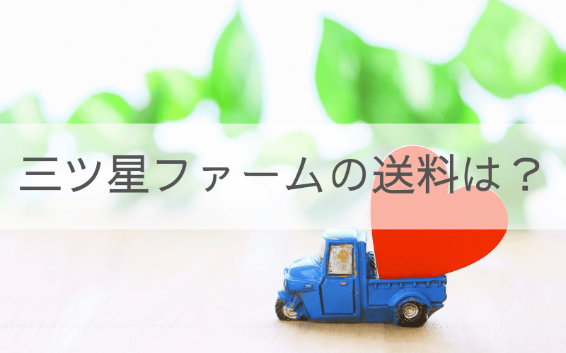 ハートを運ぶ青いトラックと「三ツ星ファームは送料？」の文字