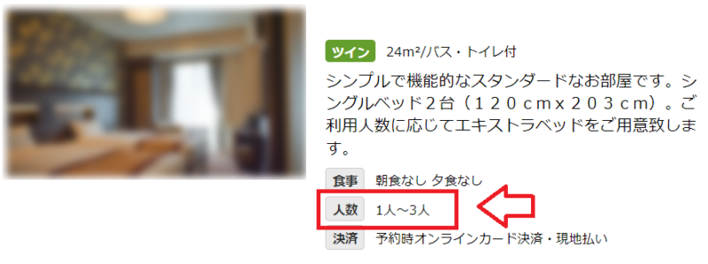 楽天トラベル部屋に泊まれる人数PC